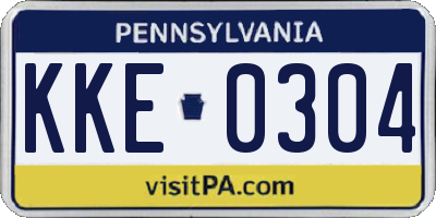 PA license plate KKE0304