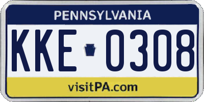 PA license plate KKE0308