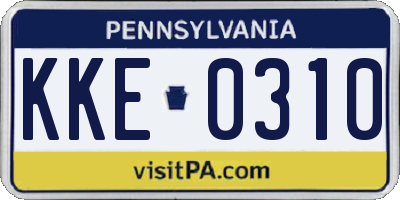 PA license plate KKE0310