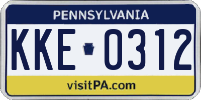 PA license plate KKE0312