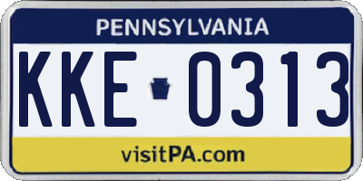 PA license plate KKE0313