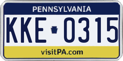 PA license plate KKE0315