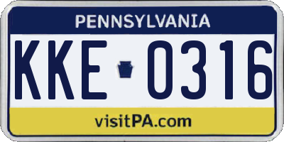 PA license plate KKE0316