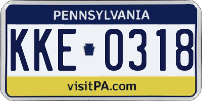 PA license plate KKE0318