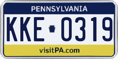 PA license plate KKE0319