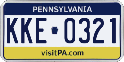 PA license plate KKE0321