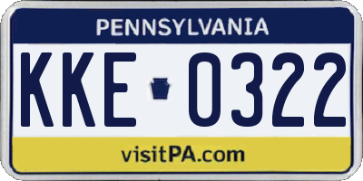 PA license plate KKE0322