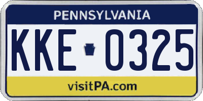 PA license plate KKE0325