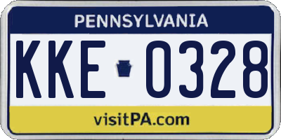 PA license plate KKE0328