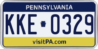 PA license plate KKE0329