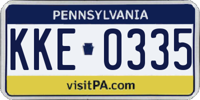 PA license plate KKE0335