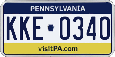 PA license plate KKE0340
