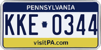 PA license plate KKE0344