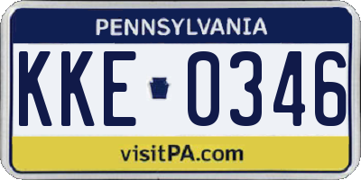 PA license plate KKE0346