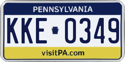 PA license plate KKE0349