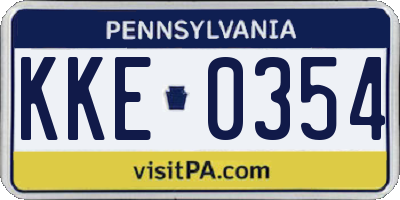 PA license plate KKE0354