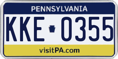 PA license plate KKE0355