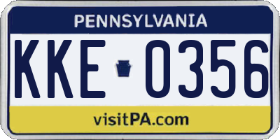 PA license plate KKE0356