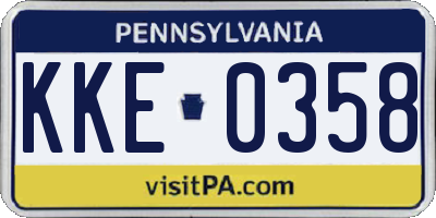 PA license plate KKE0358