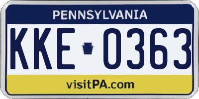 PA license plate KKE0363