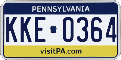 PA license plate KKE0364