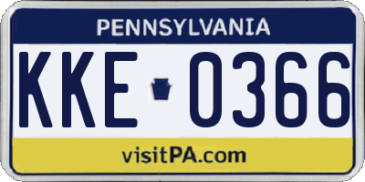 PA license plate KKE0366