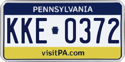 PA license plate KKE0372