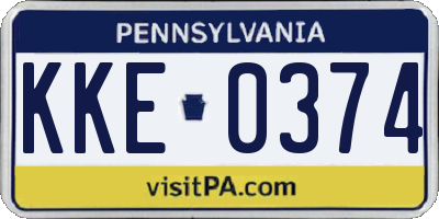 PA license plate KKE0374