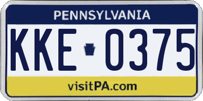 PA license plate KKE0375
