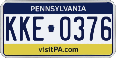 PA license plate KKE0376