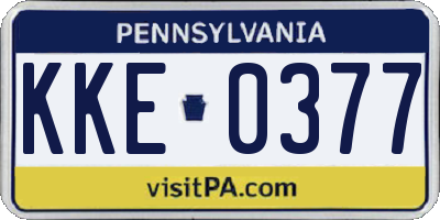PA license plate KKE0377