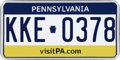 PA license plate KKE0378