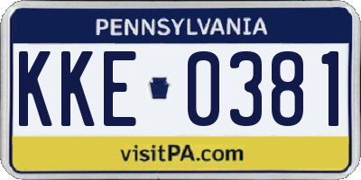 PA license plate KKE0381