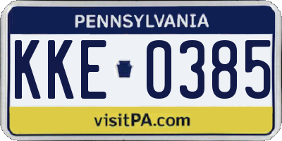 PA license plate KKE0385