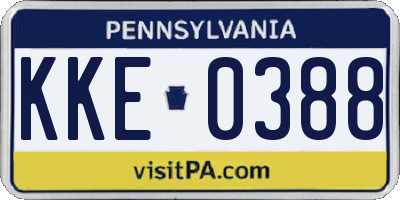 PA license plate KKE0388
