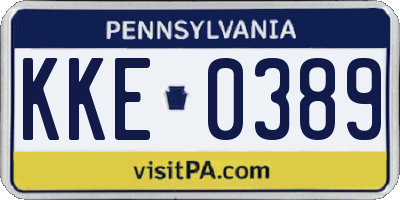 PA license plate KKE0389