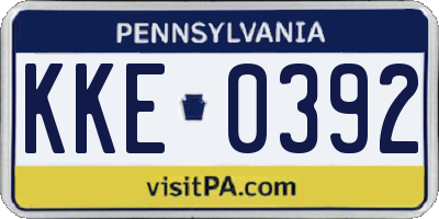 PA license plate KKE0392