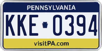 PA license plate KKE0394