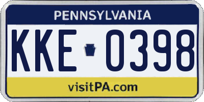 PA license plate KKE0398