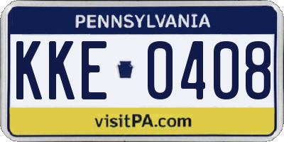 PA license plate KKE0408