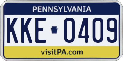 PA license plate KKE0409