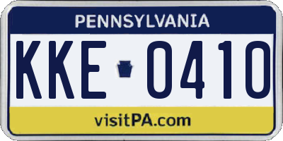 PA license plate KKE0410