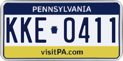 PA license plate KKE0411