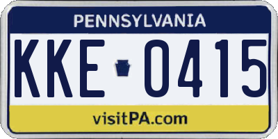 PA license plate KKE0415