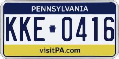 PA license plate KKE0416