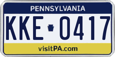 PA license plate KKE0417