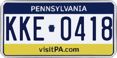 PA license plate KKE0418