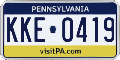 PA license plate KKE0419