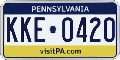 PA license plate KKE0420