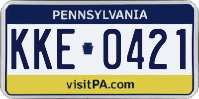 PA license plate KKE0421